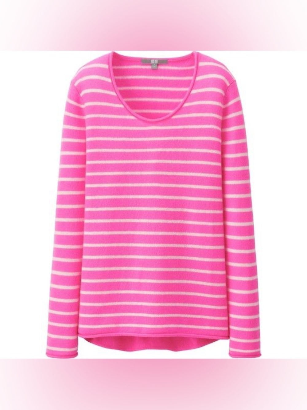 Uniqlo pink and white striped long sleeve top size small